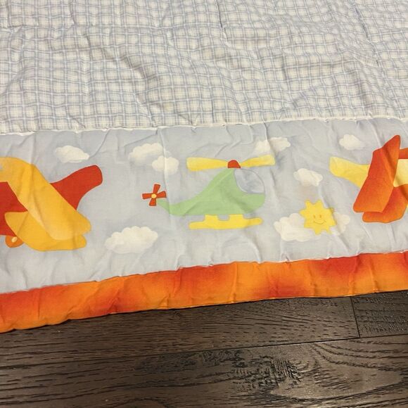 Vintage Baby Kids Quilt 39" x 39" Square rocket plane Helicopter Thick Warm - Picture 3 of 11